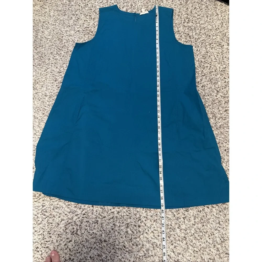 Eileen Fisher Sleeveless A-Line Dress Size XL Organic Cotton Blend Blue - Picture 6 of 7